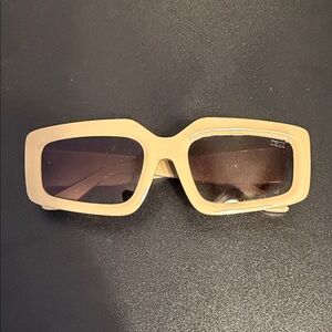 Beige Rectangular Sunglasses